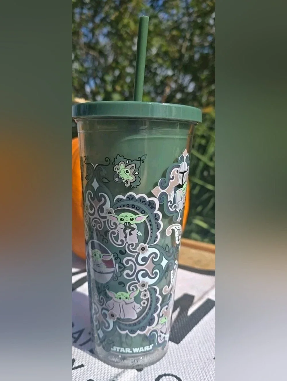 Vera Bradley Star Wars Green Grogu Patterned Travel Cup with Straw